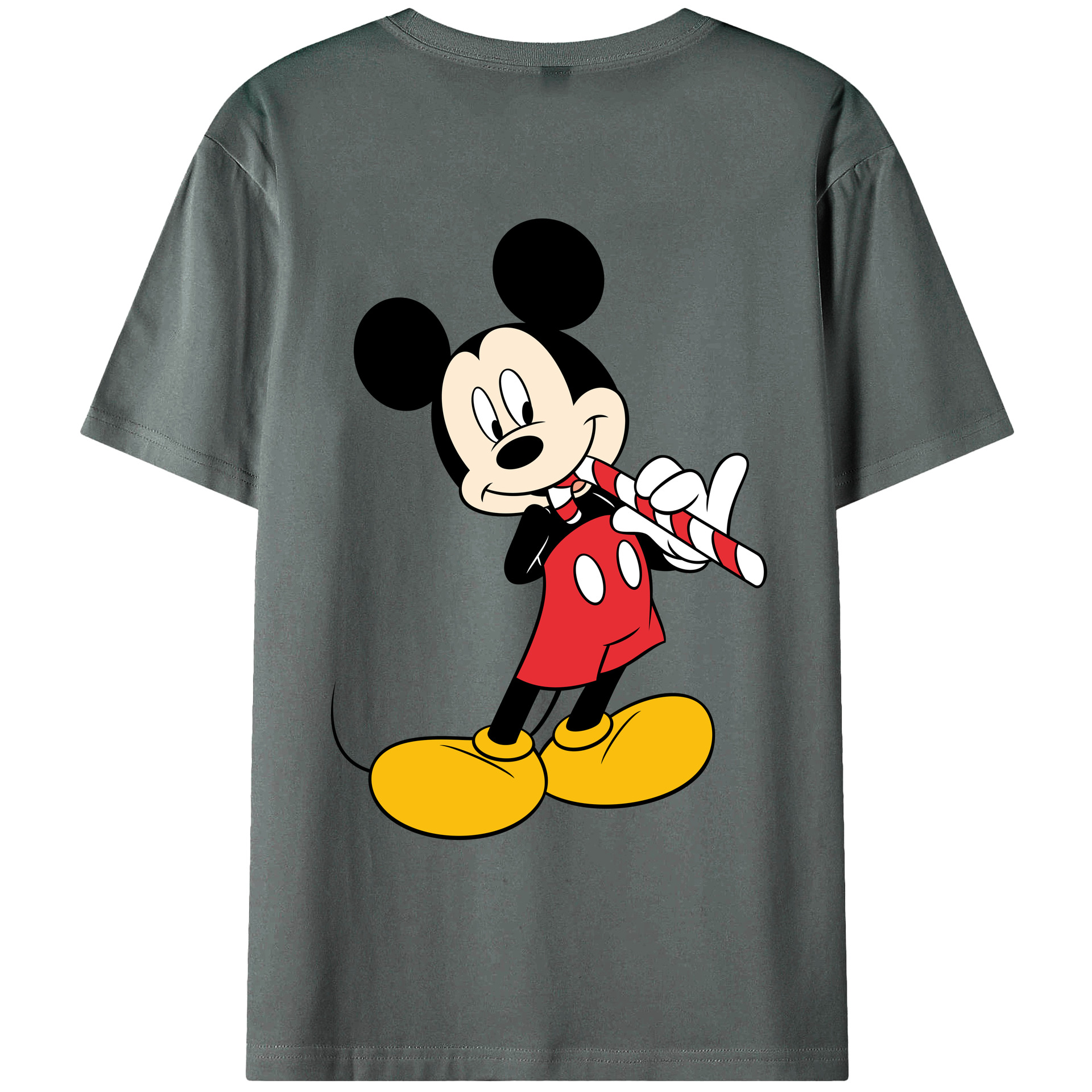 ミッキーマウス Mickey Mouse 綿100％ メンズ半袖Tシャツ（バックプリント） 通気性